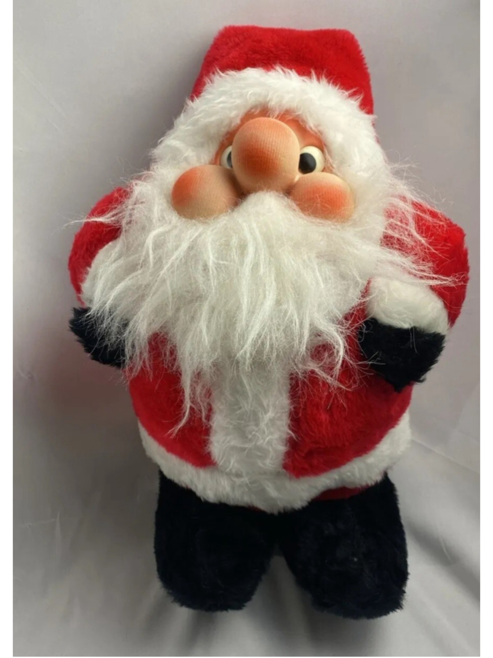 Vintage 1982 RENNOC Plush Santa Claus Chubby Rubber Face Stuffed 12” TALL